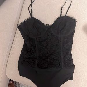 Black lace body suit from Cami NYC